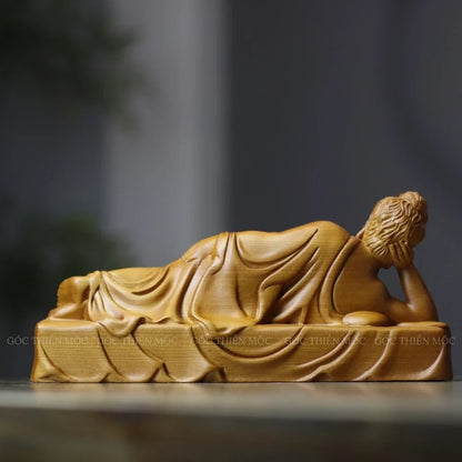 Reclining Shakyamuni Buddha Statue in Solid Wood — Product photo 6
