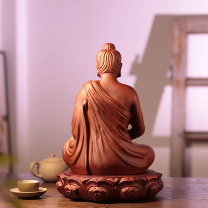 Padauk Meditation Buddha Statue, 11.8 in